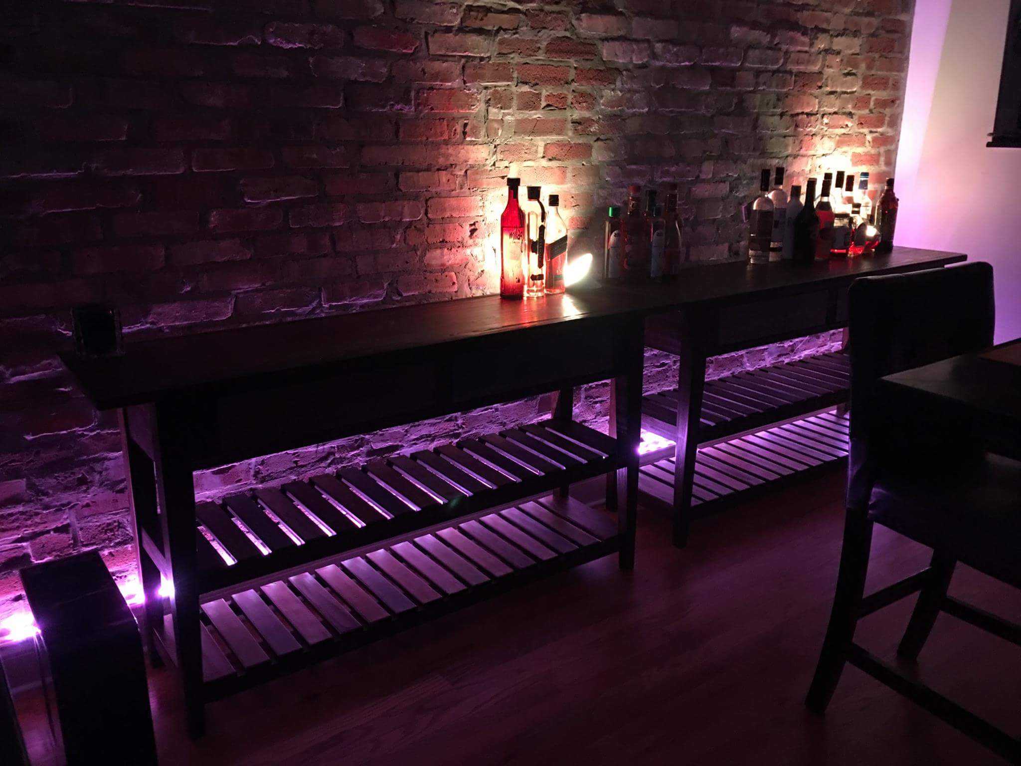 Simple Rave Bar Happy Hour(s). Small, simple bar and baseboard setup with the exposed ...