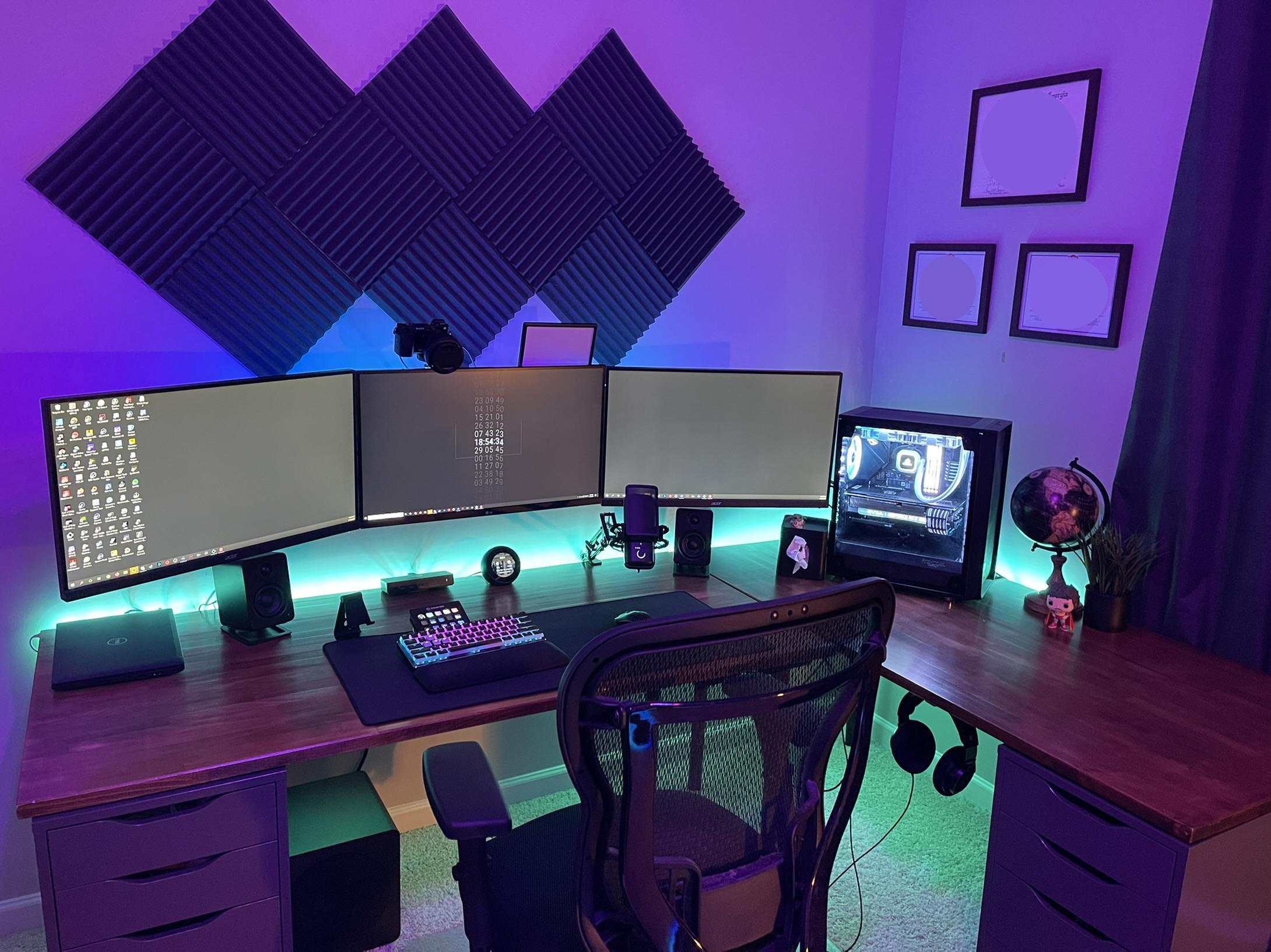 Here’s my work/play setup with my work laptop and gaming pc. Bonus ...