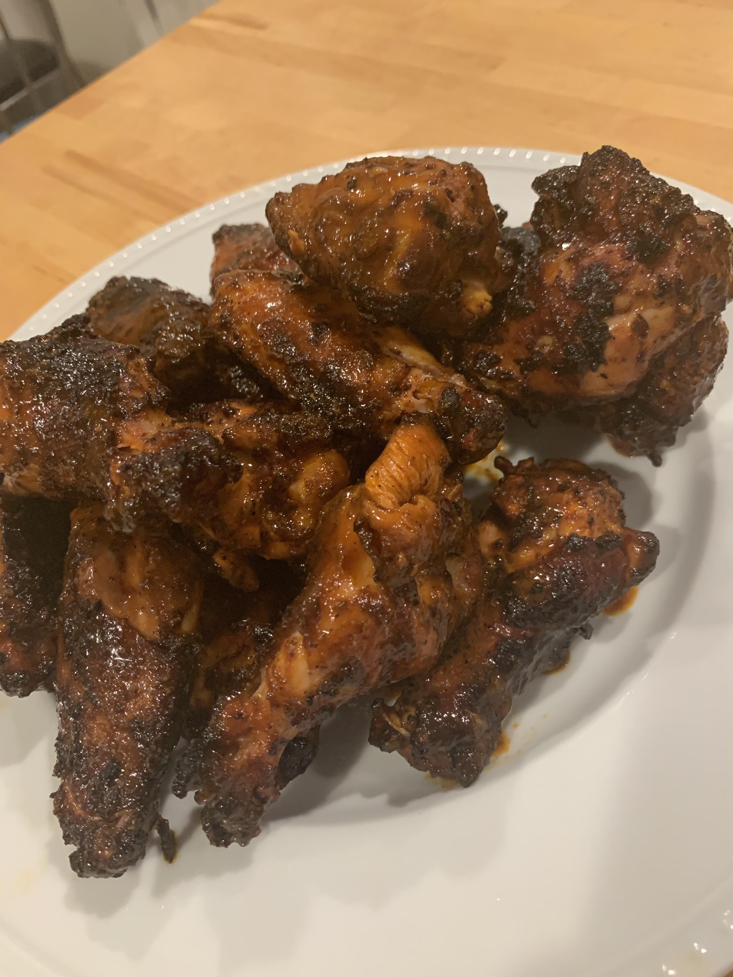 Hickory smoked wings, marinated in frank’s with a cajun rub. Then ...