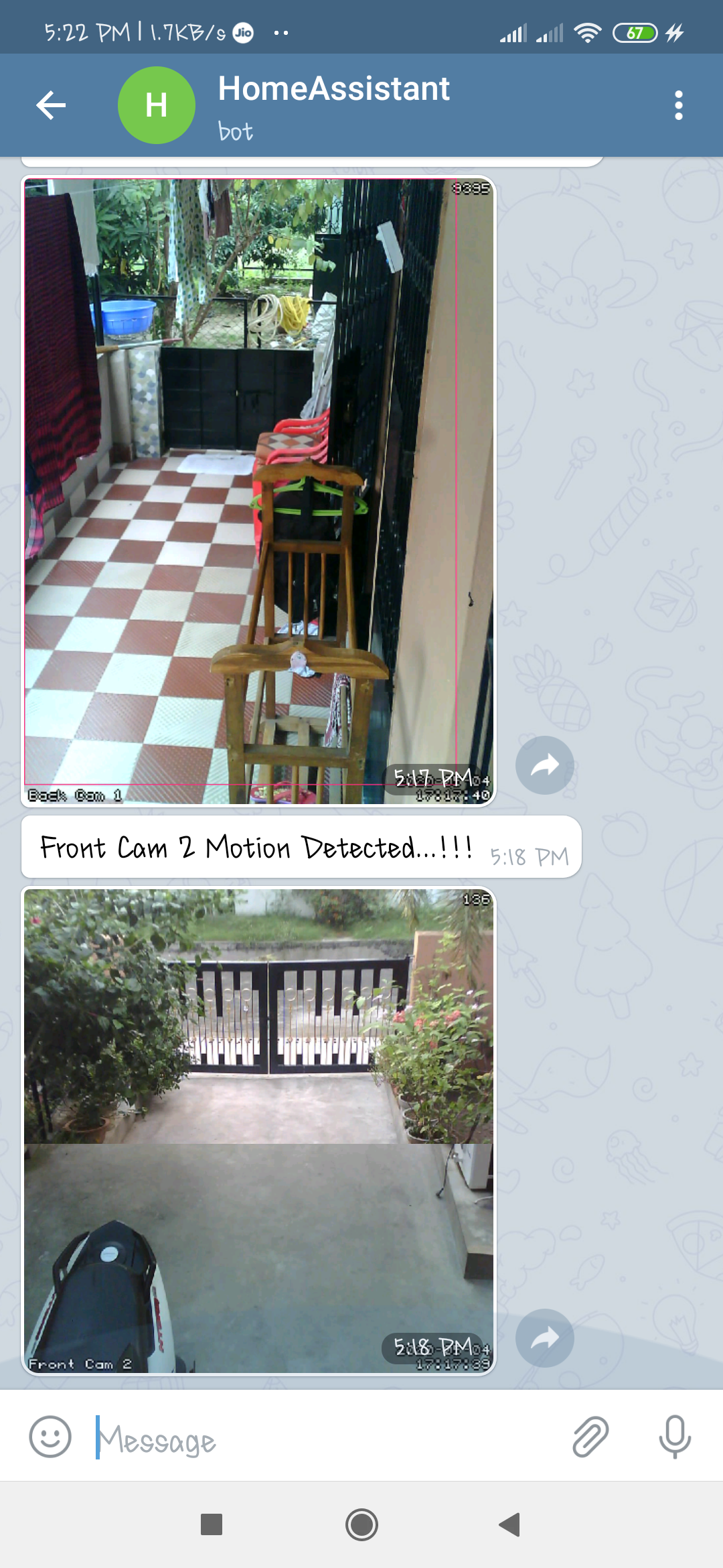 Home Assistant + Motioneye addon + Telegram Bot notification Scrolller