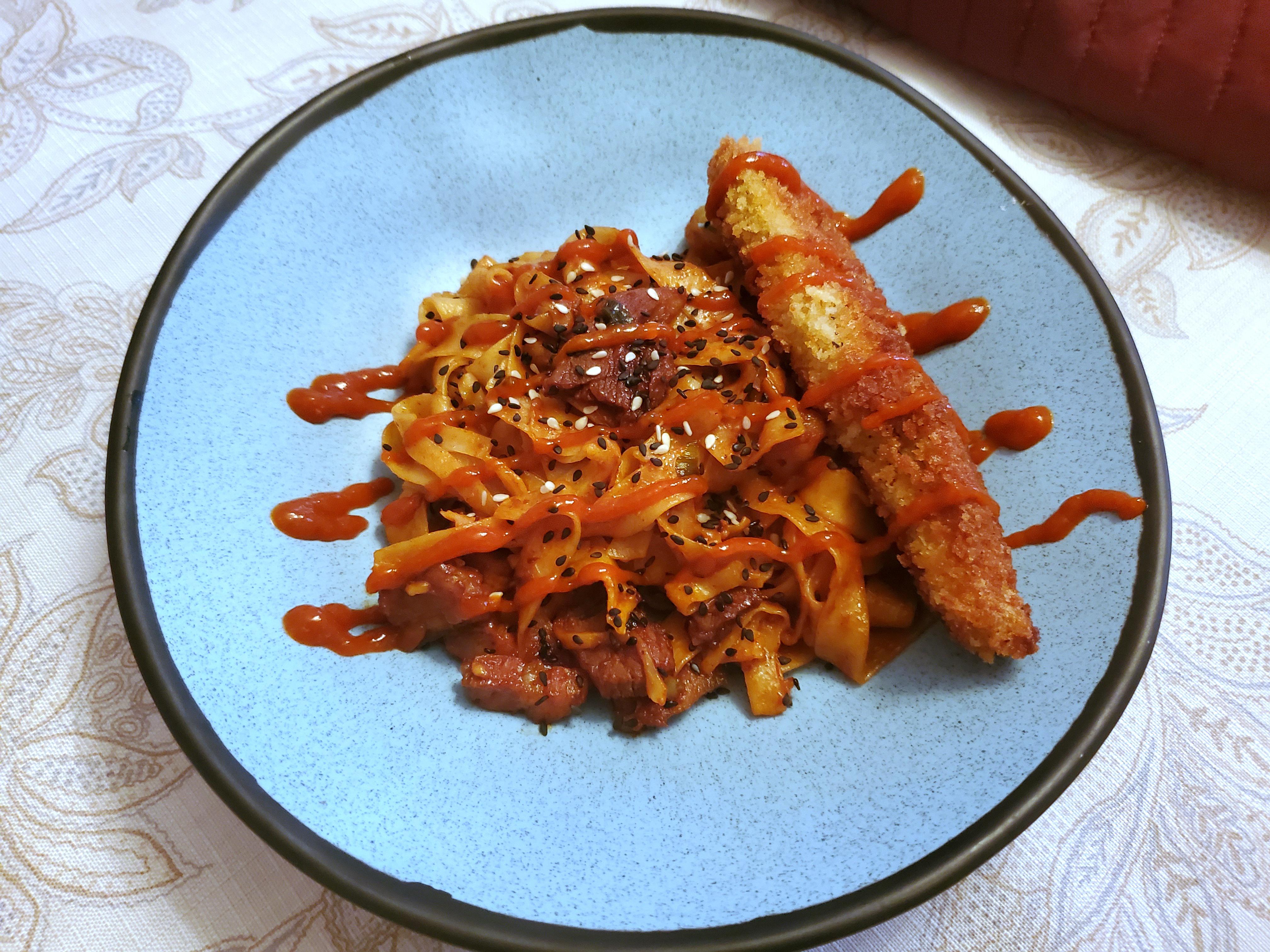 [Homemade] Creamy Gochujang Noodles with Tilapia Fish Katsu Scrolller