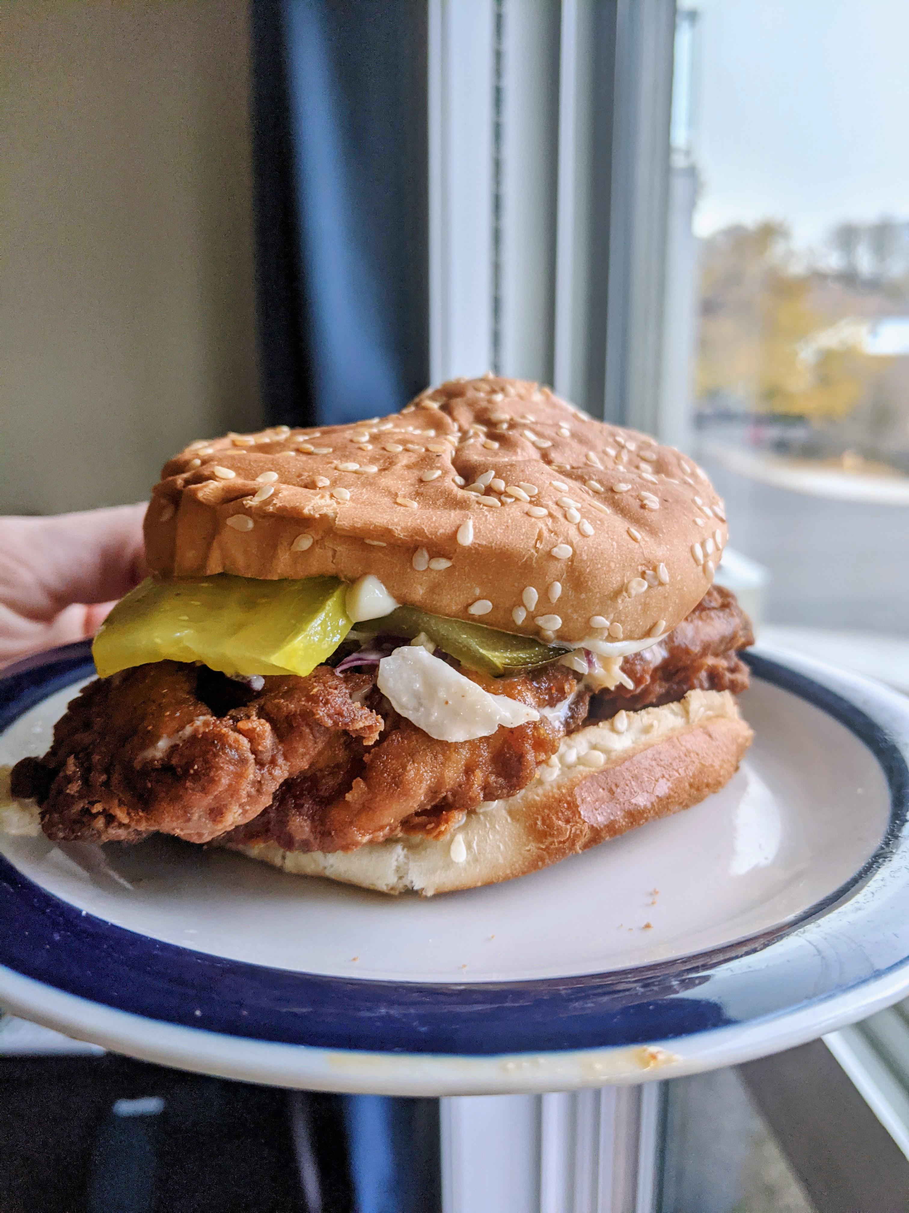 [Homemade] Nashville hot fried chicken sandwich | Scrolller