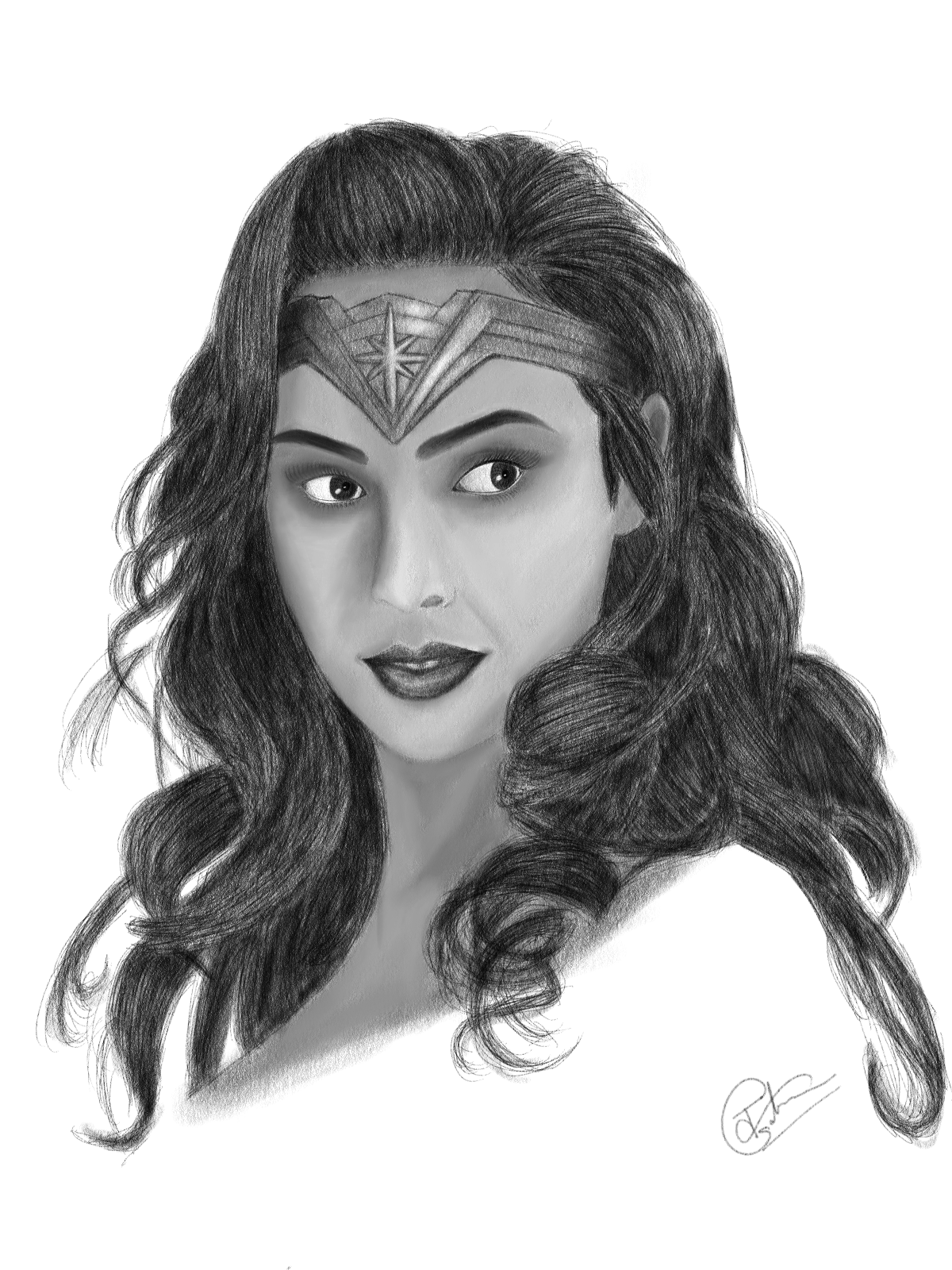 I created a portrait sketch of Wonder Woman | Scrolller