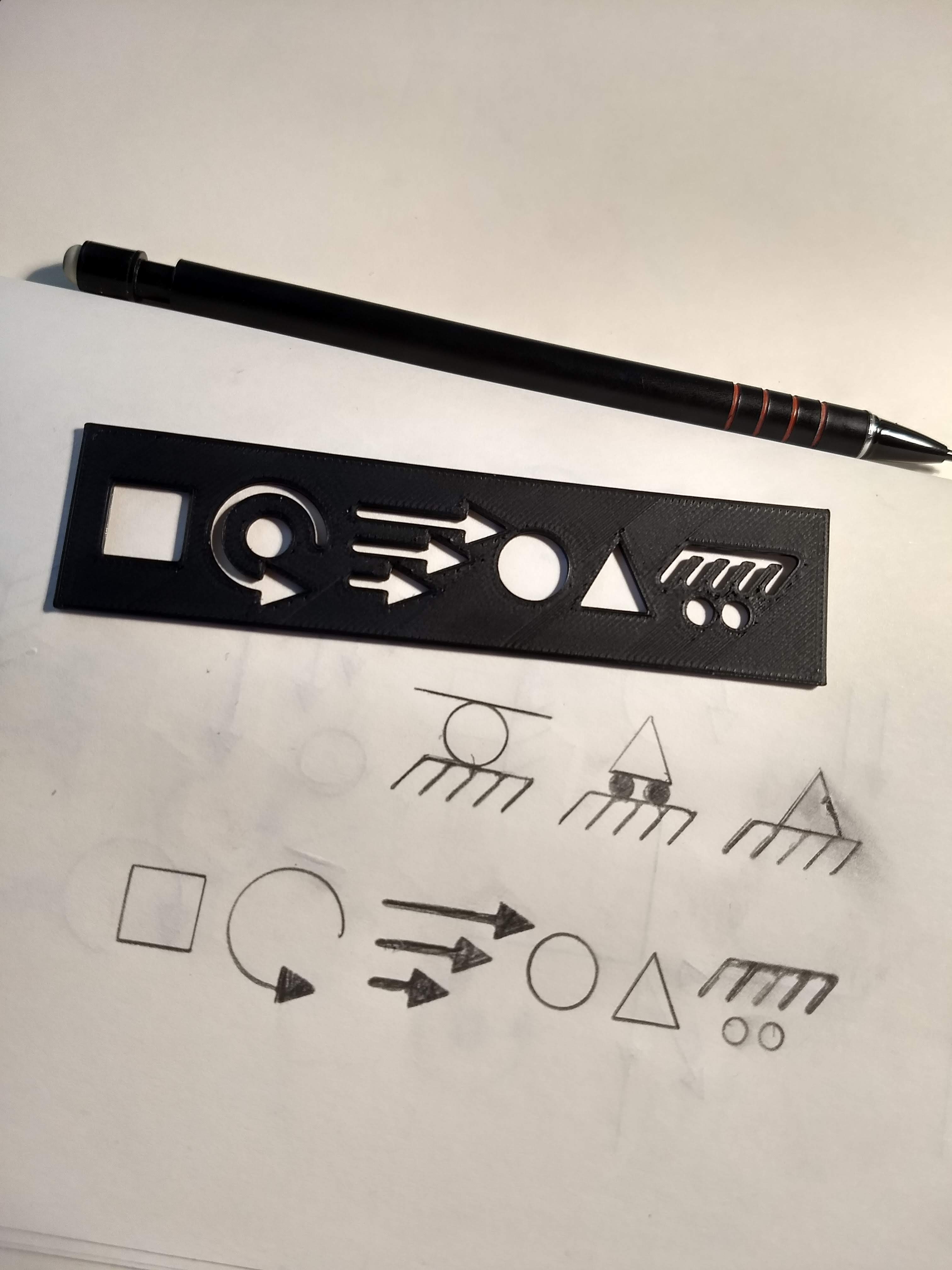 I designed a ruler with templates for commonly used symbols. To use in ...