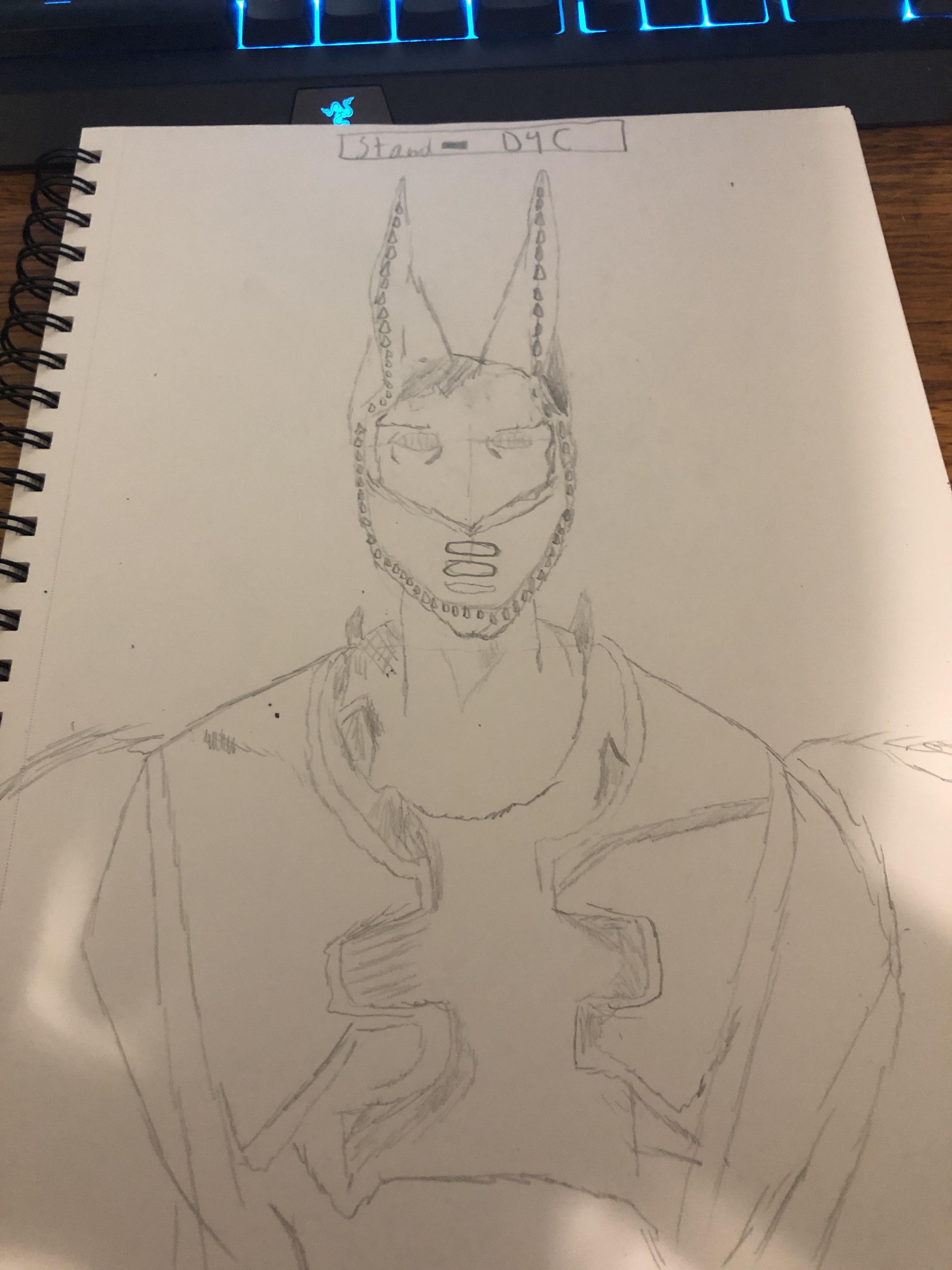 I’m pretty bad at drawing but here is my incomplete d4c sketch I will ...