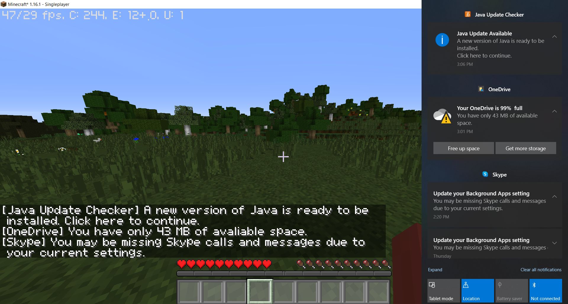 Idea: make all notifications from all places appear in the Minecraft ...