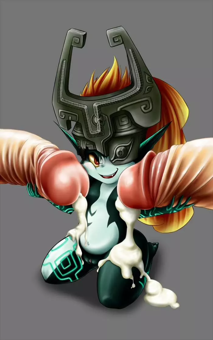 Imp Midna from The Legend of Zelda in hentai fan art featuring ahegao and thick thighs