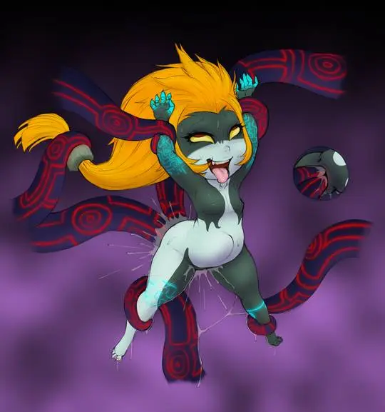 Imp Midna from The Legend of Zelda in hentai fan art featuring ahegao and thick thighs