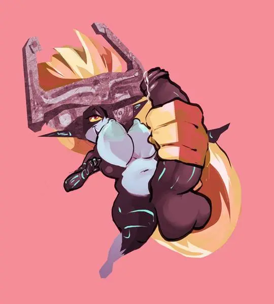 Imp Midna from The Legend of Zelda in hentai fan art featuring ahegao and thick thighs