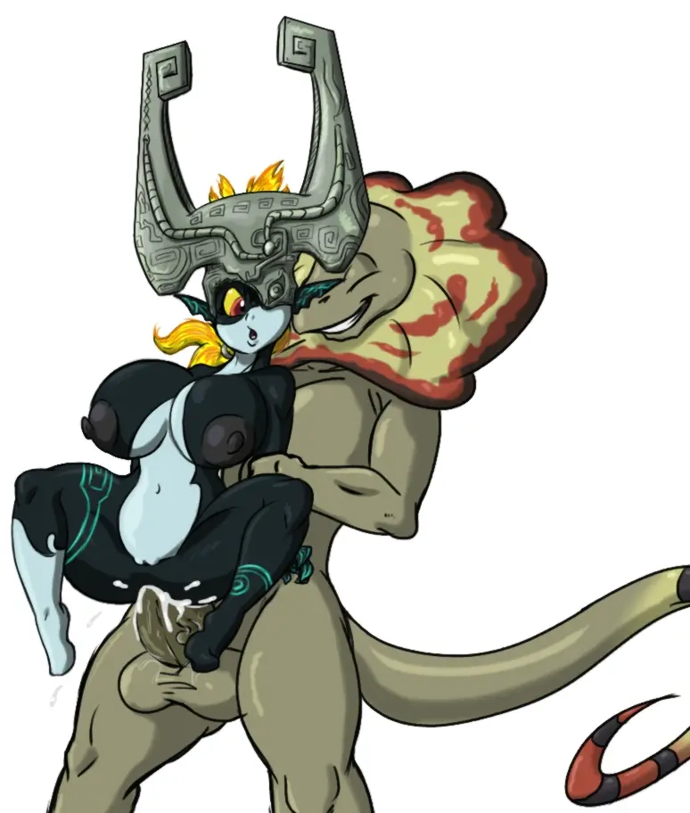 Imp Midna from The Legend of Zelda in hentai fan art featuring ahegao and thick thighs