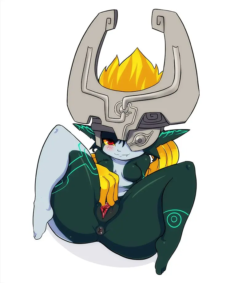 Imp Midna from The Legend of Zelda in hentai fan art featuring ahegao and thick thighs