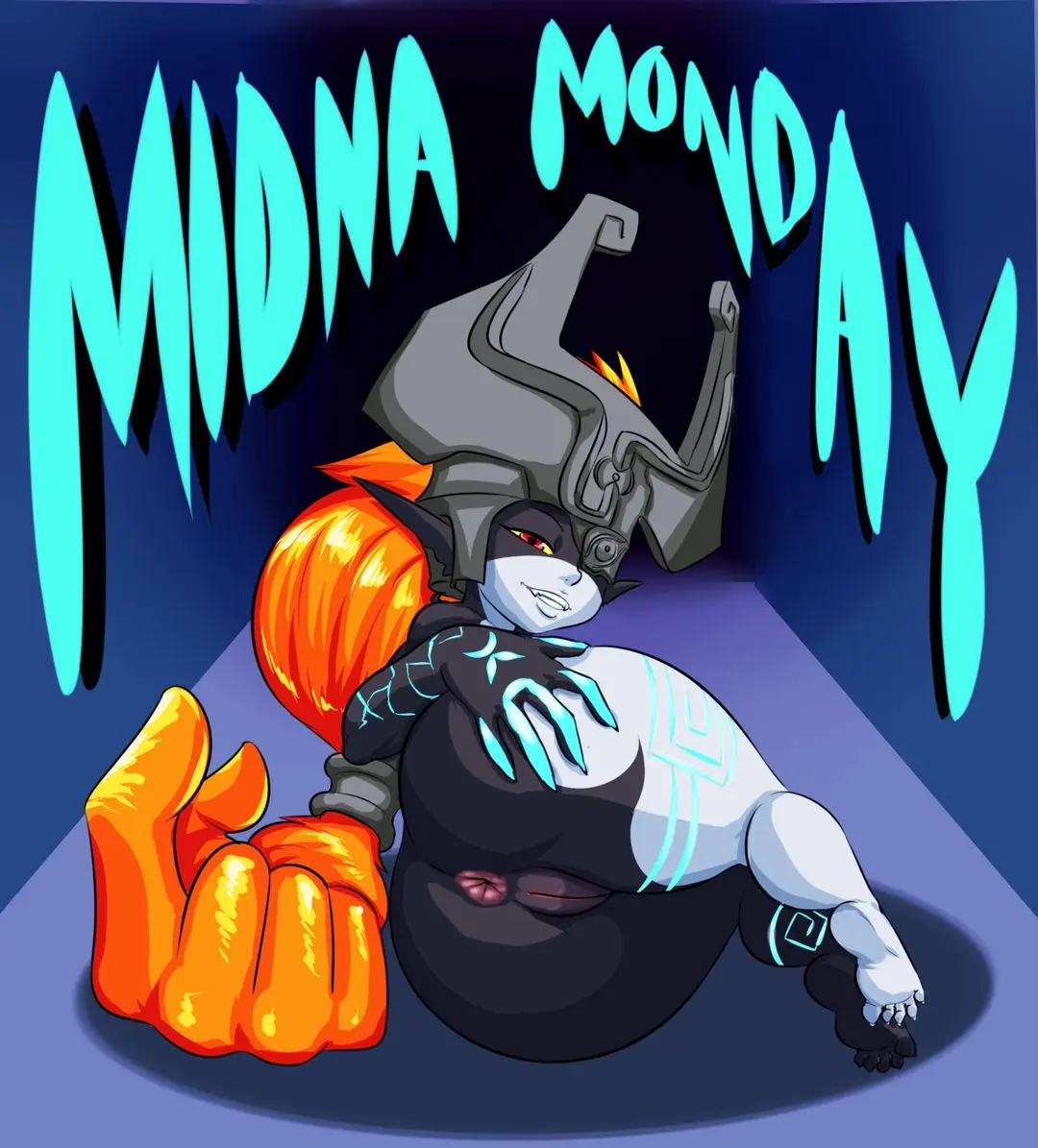 Imp Midna from The Legend of Zelda in hentai fan art featuring ahegao and thick thighs