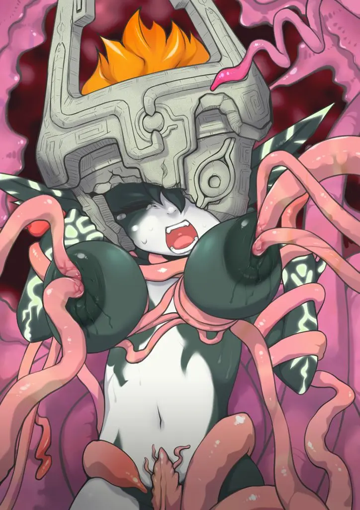 Imp Midna from The Legend of Zelda in hentai fan art featuring ahegao and thick thighs