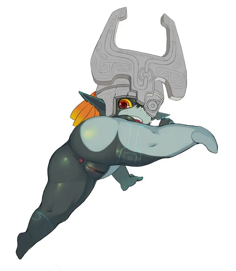 Imp Midna from The Legend of Zelda in hentai fan art featuring ahegao and thick thighs
