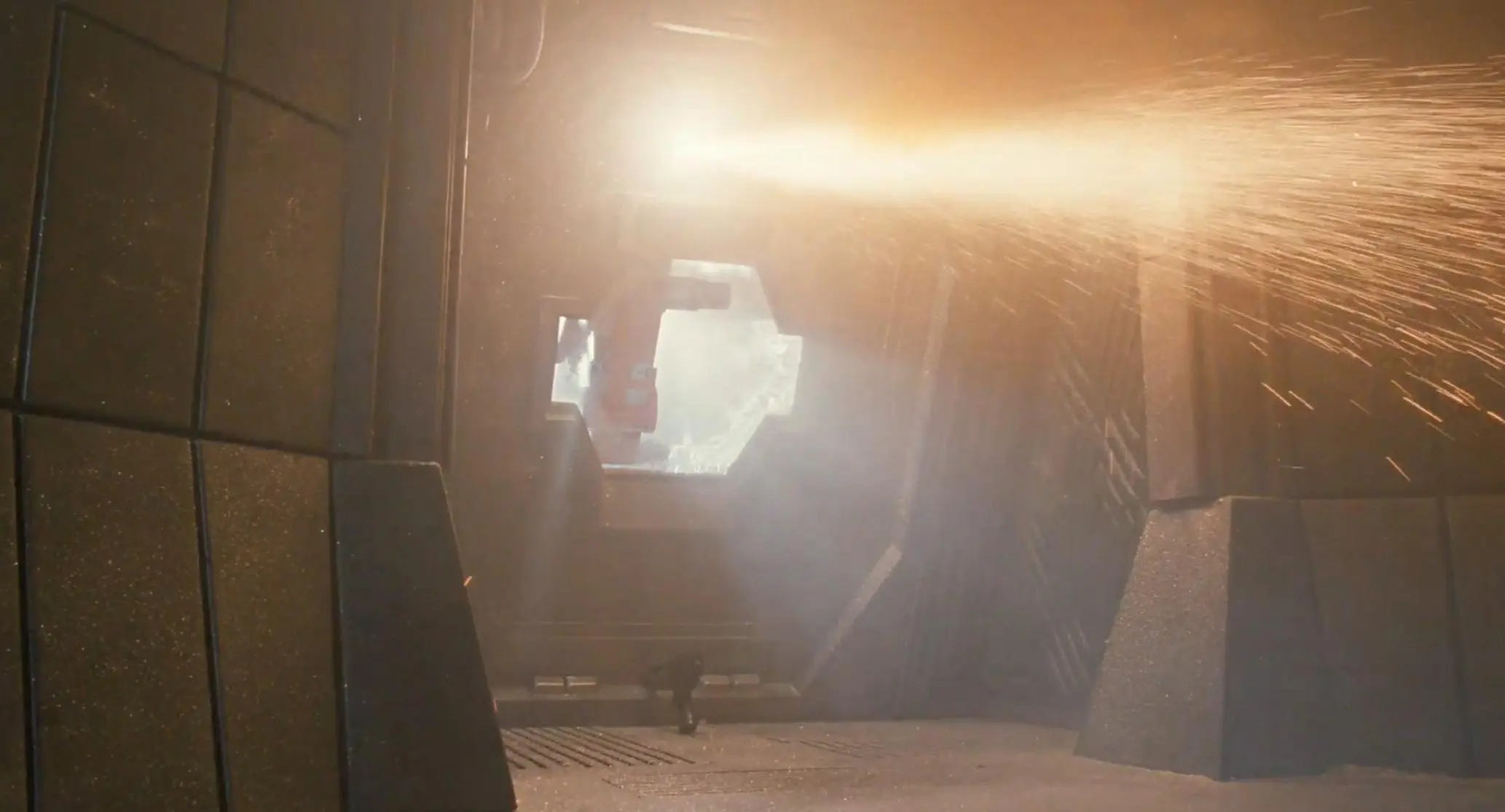 In Aliens, you can see the grappling hook that Ripley shot at the ...