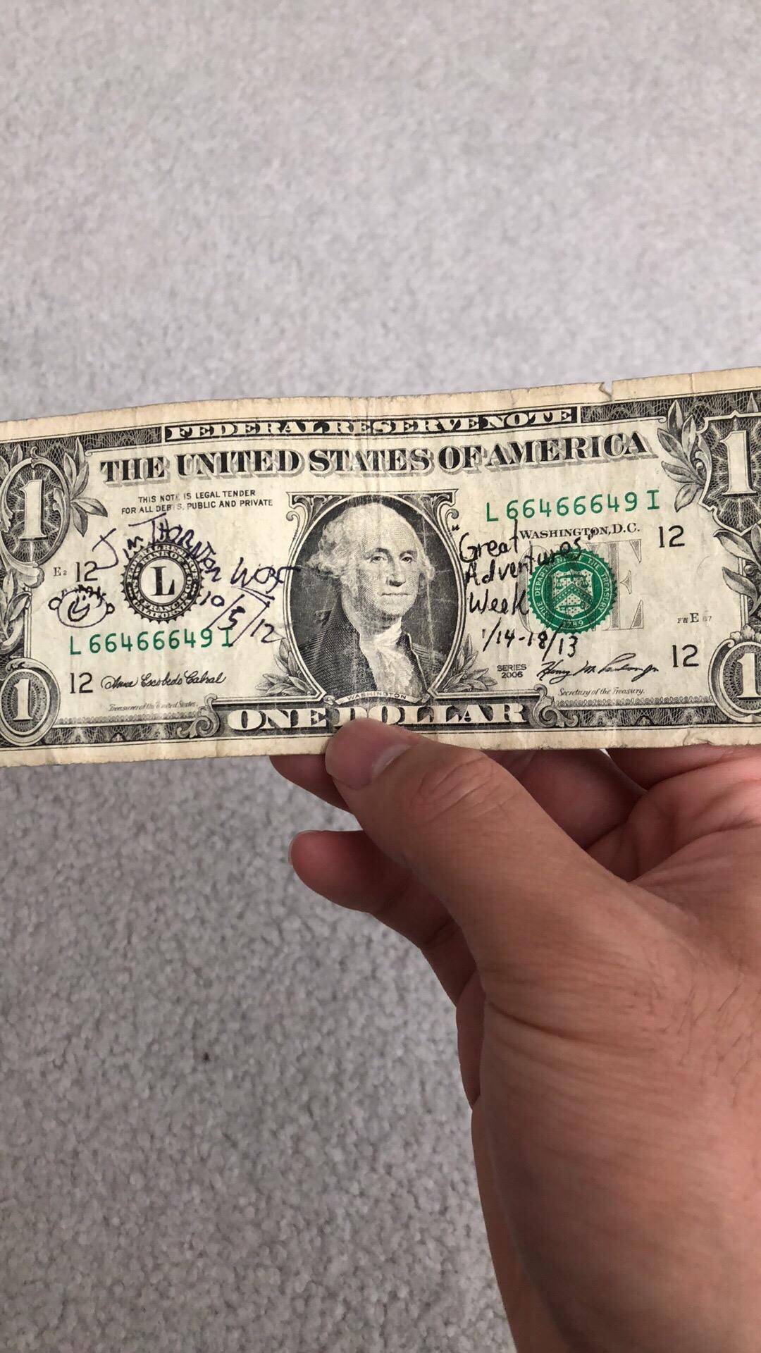 It's National Dollar Day. Here's a dollar bill autographed by Jim ...