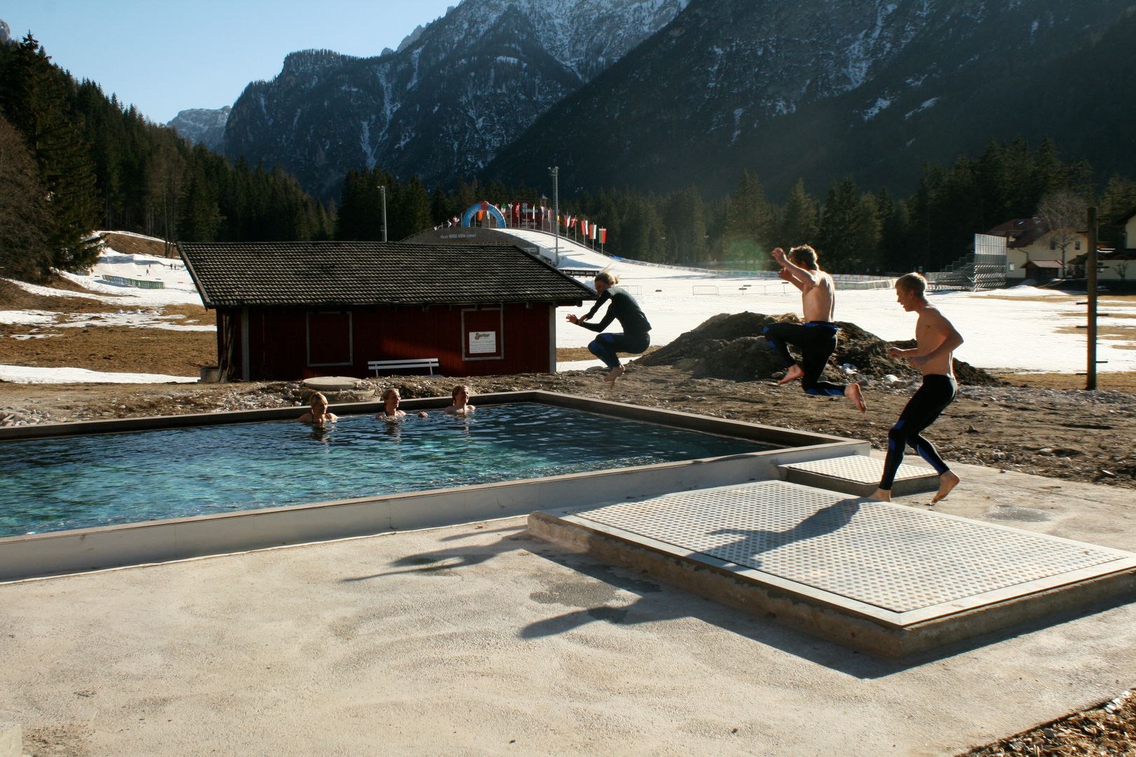 Jumping In Pool Wearing Ski Suit | Scrolller