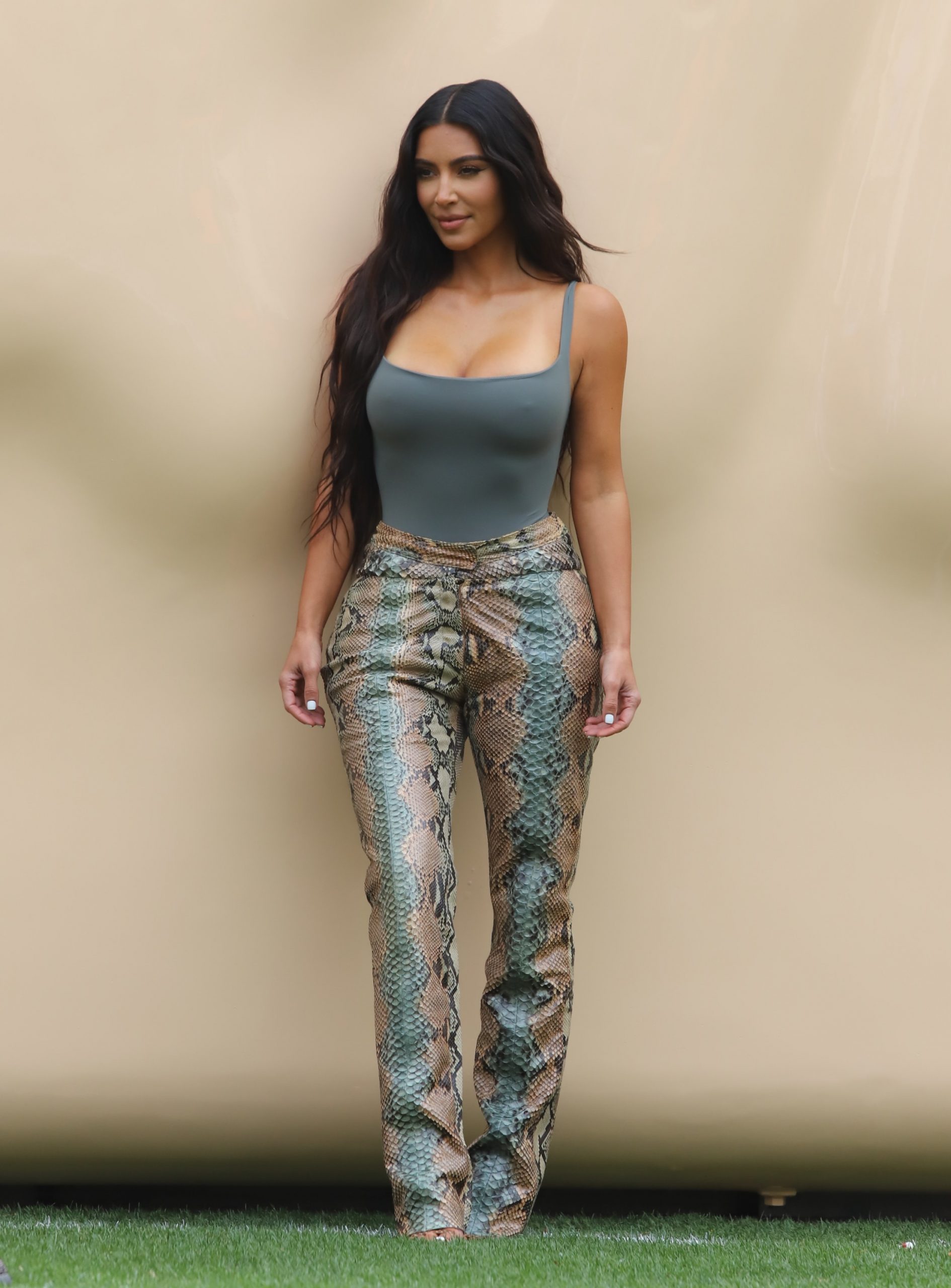 Kim hot in python leather pant | Scrolller