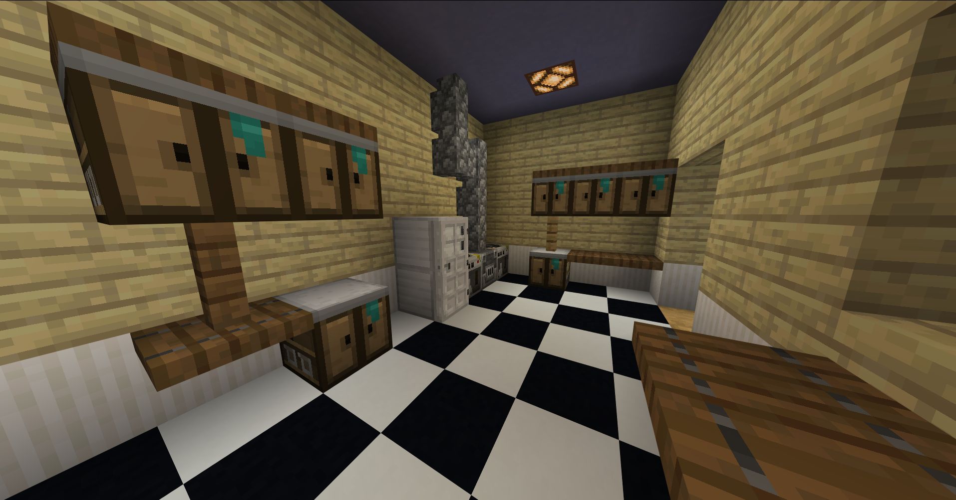 Kitchen using "Lab Tables" from Minecraft Education Edition