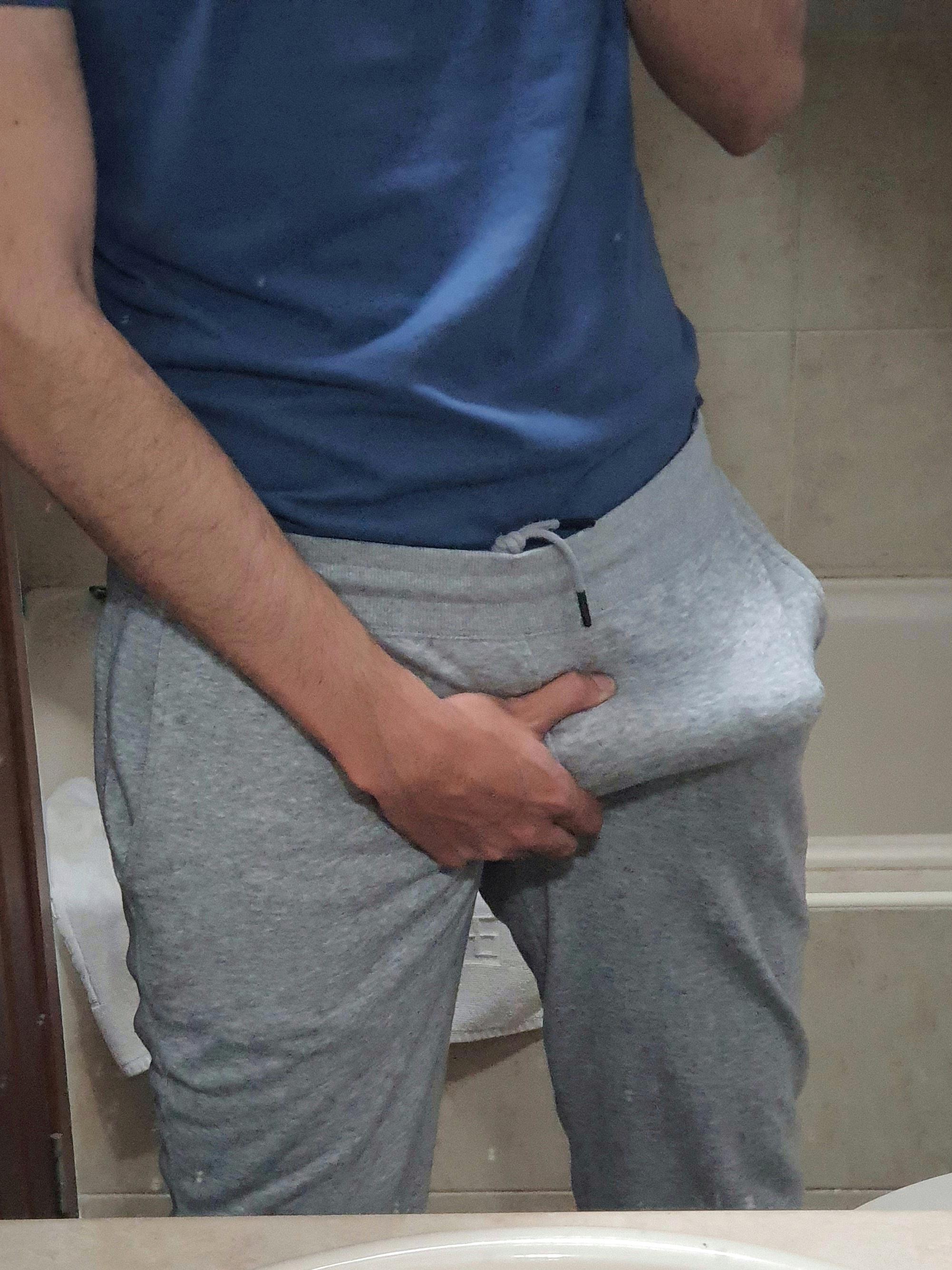 Late Night Grey Sweatpants Bulge Scrolller