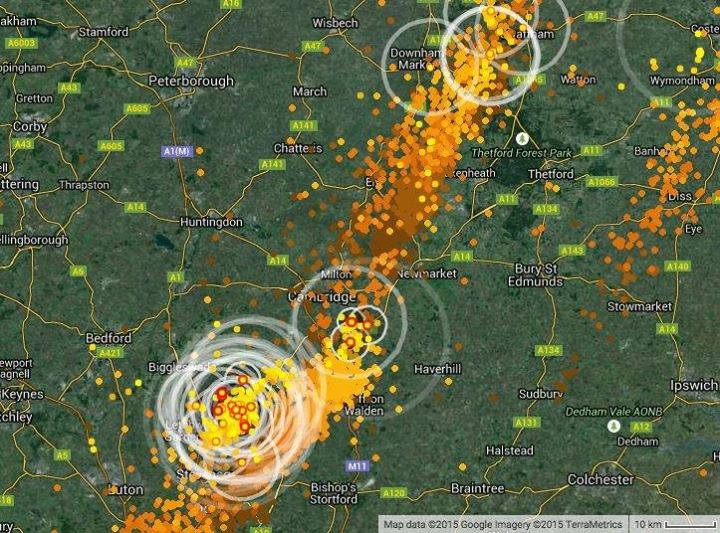 Lightning strike map from last night/early morning. Scrolller