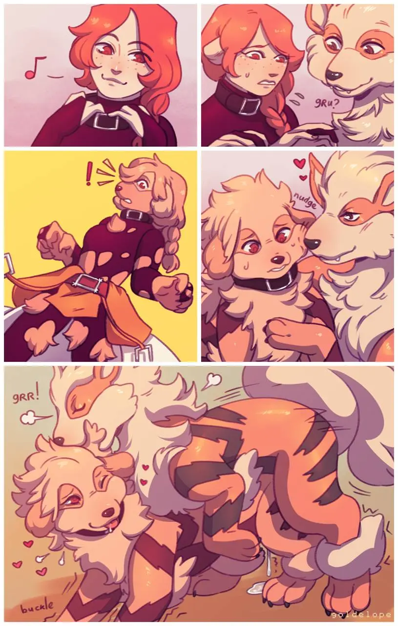 Little Black Collar [F Human → F Feral Arcanine][Wholesome, Pokemon, Comic] by goldelope