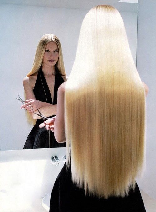 very long straight blonde hair