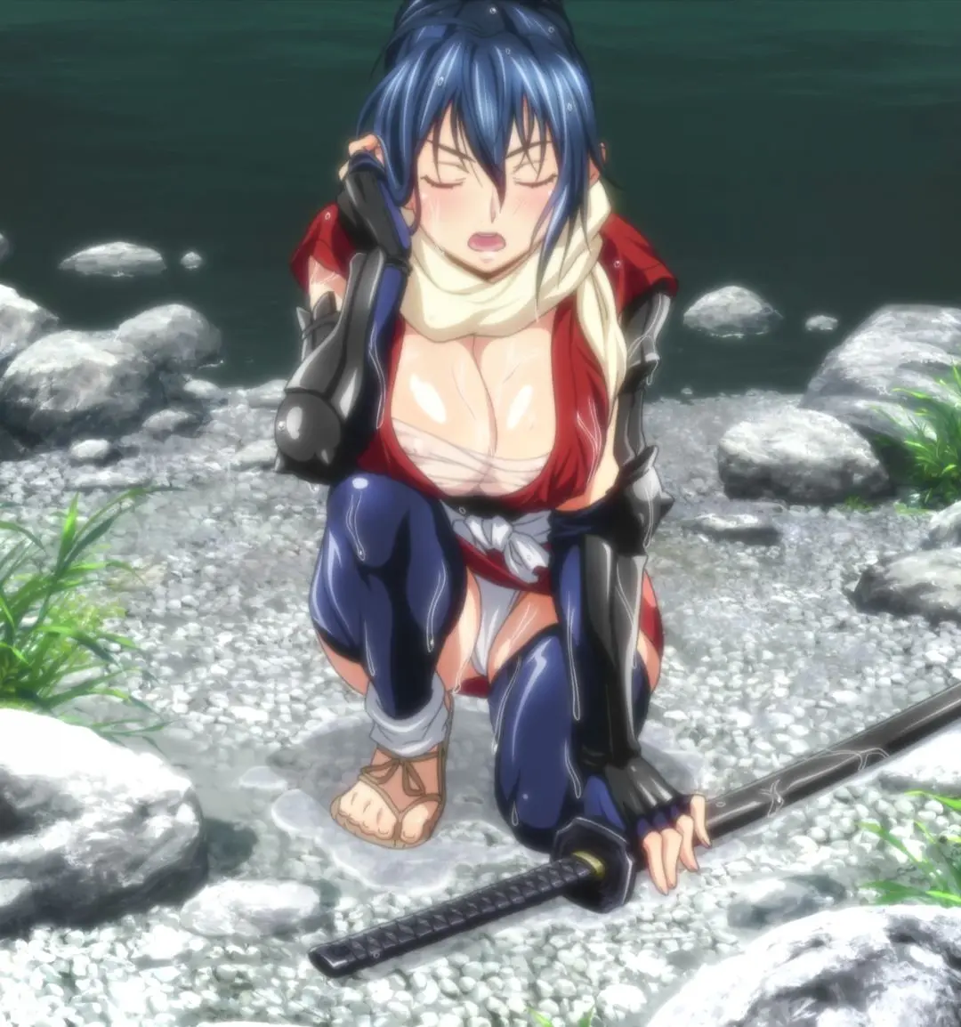Manyuu Hikenchou anime girls with busty bodies naked in a Japanese bathhouse with soap suds