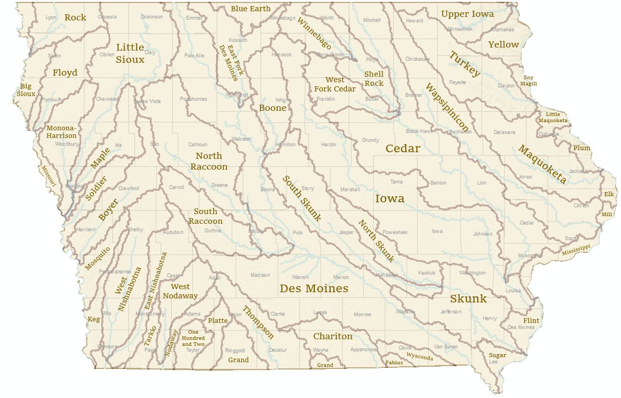 Map of the Watersheds of Iowa | Scrolller