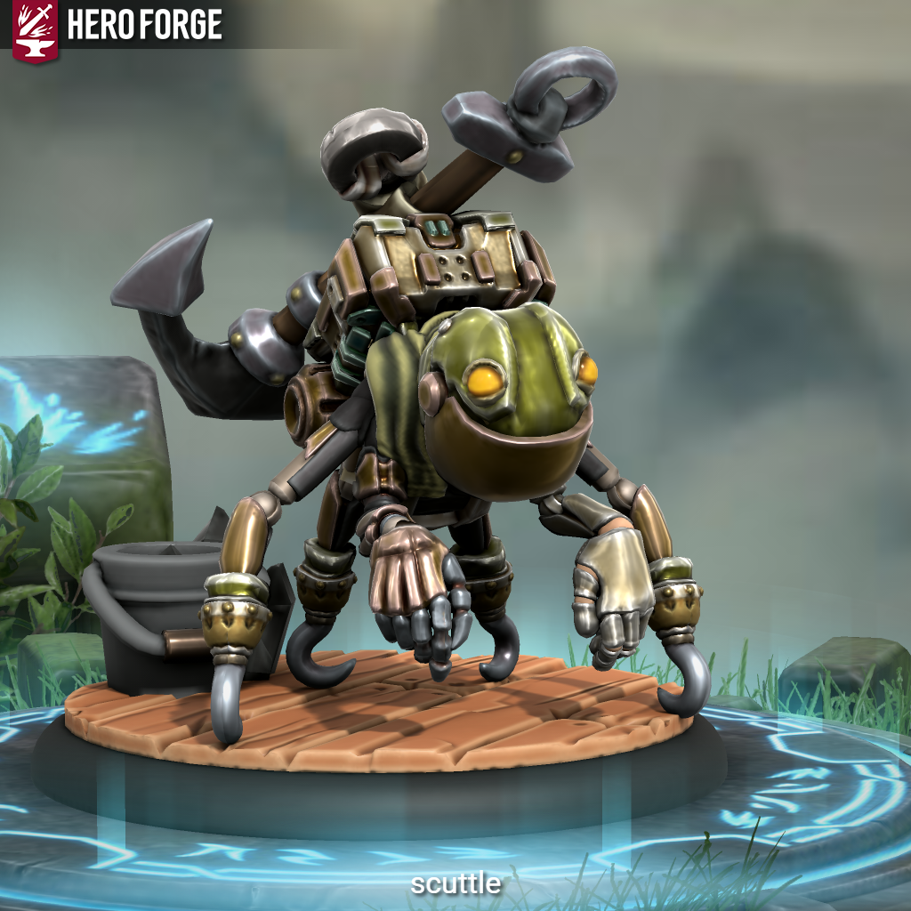 Meet Scuttle, 2nd Engineer clockwork golem and mascot of the PC's ship ...