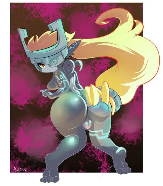 Imp Midna from The Legend of Zelda in hentai fan art featuring ahegao and thick thighs