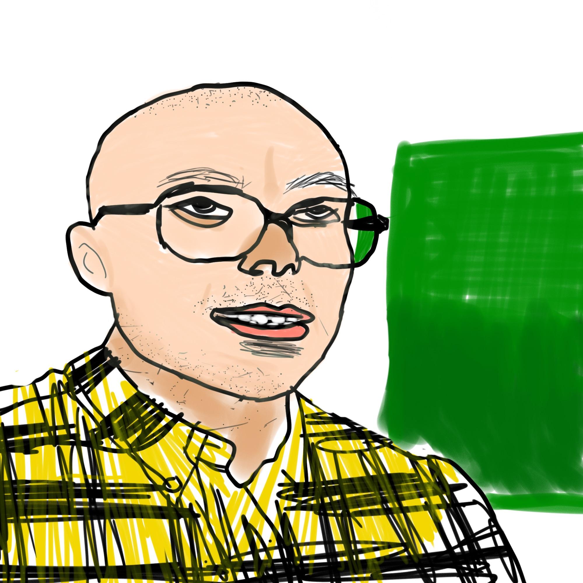 Minimalistic traced art of Melon Fantano Scrolller