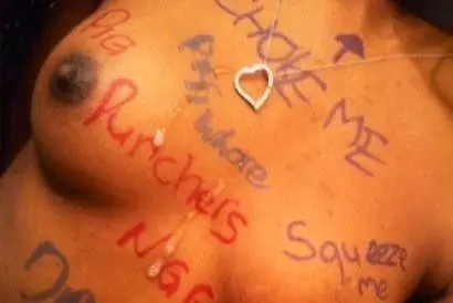 Mixed raceplay body writing and signs featuring Black and white women from JesusRaves