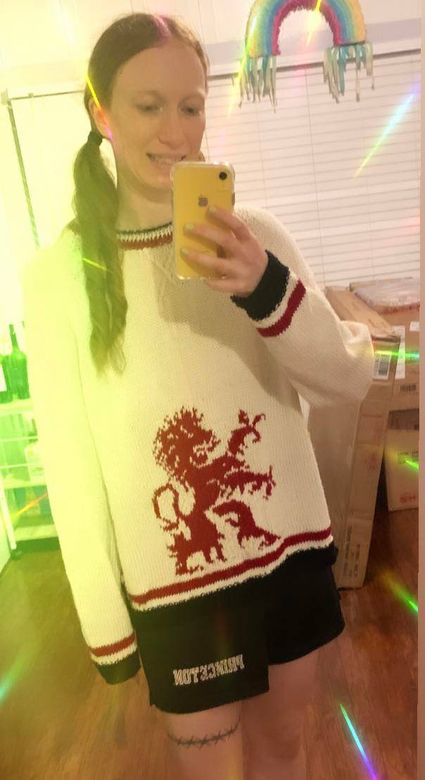 My Aunt Made Me A Drained Sweater Inspired By The “heraldic Lion” From Gud’s Body Horror 🤘🤘🤘