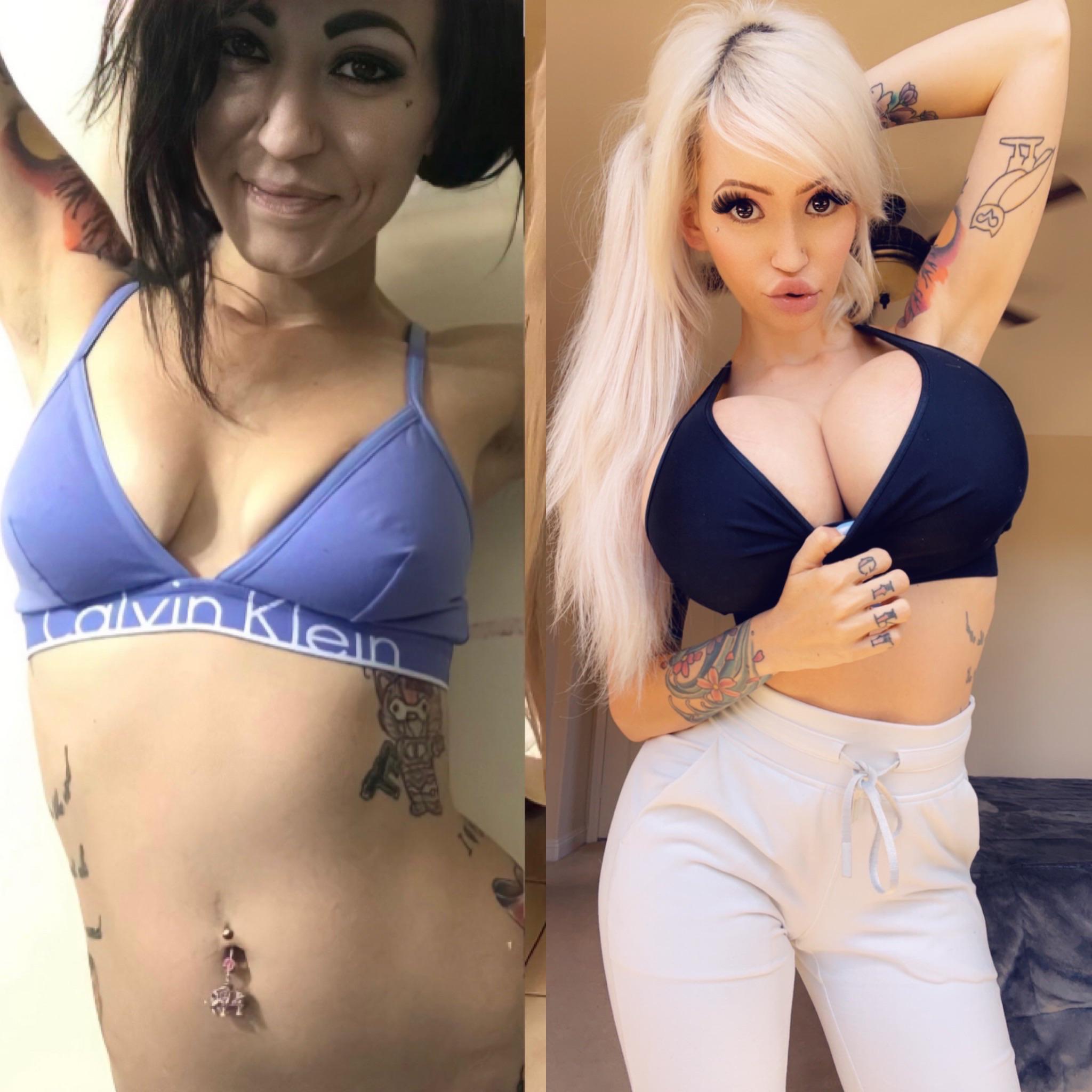 My boobs looked extra amazing today so I had to post a side by side of the ...