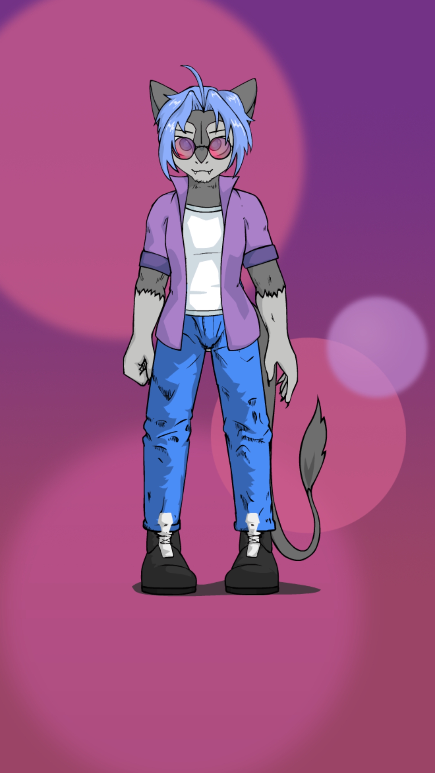 My fursona I made on a Furry creator app (Broke T_T); Mars is his name ...