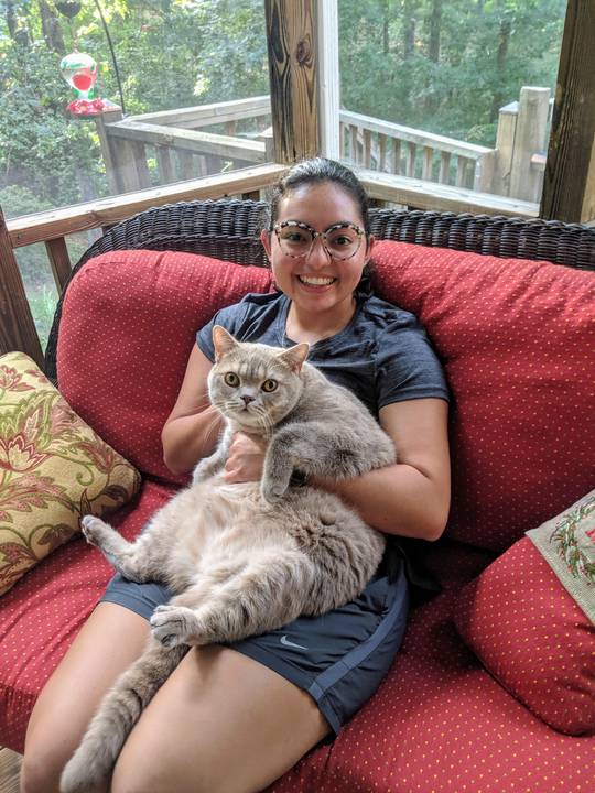 My girlfriend showing her huge pussy on the porch