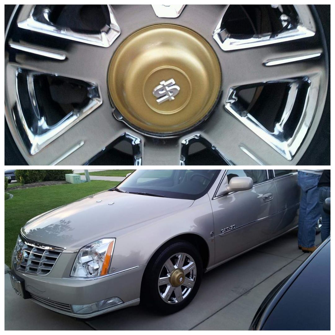 My late grandfather replaced his stolen hubcaps with some homemade ones spray painted cereal