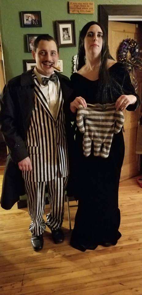 My wife and I, as Gomez and Morticia Addams, announcing our pregnancy ...