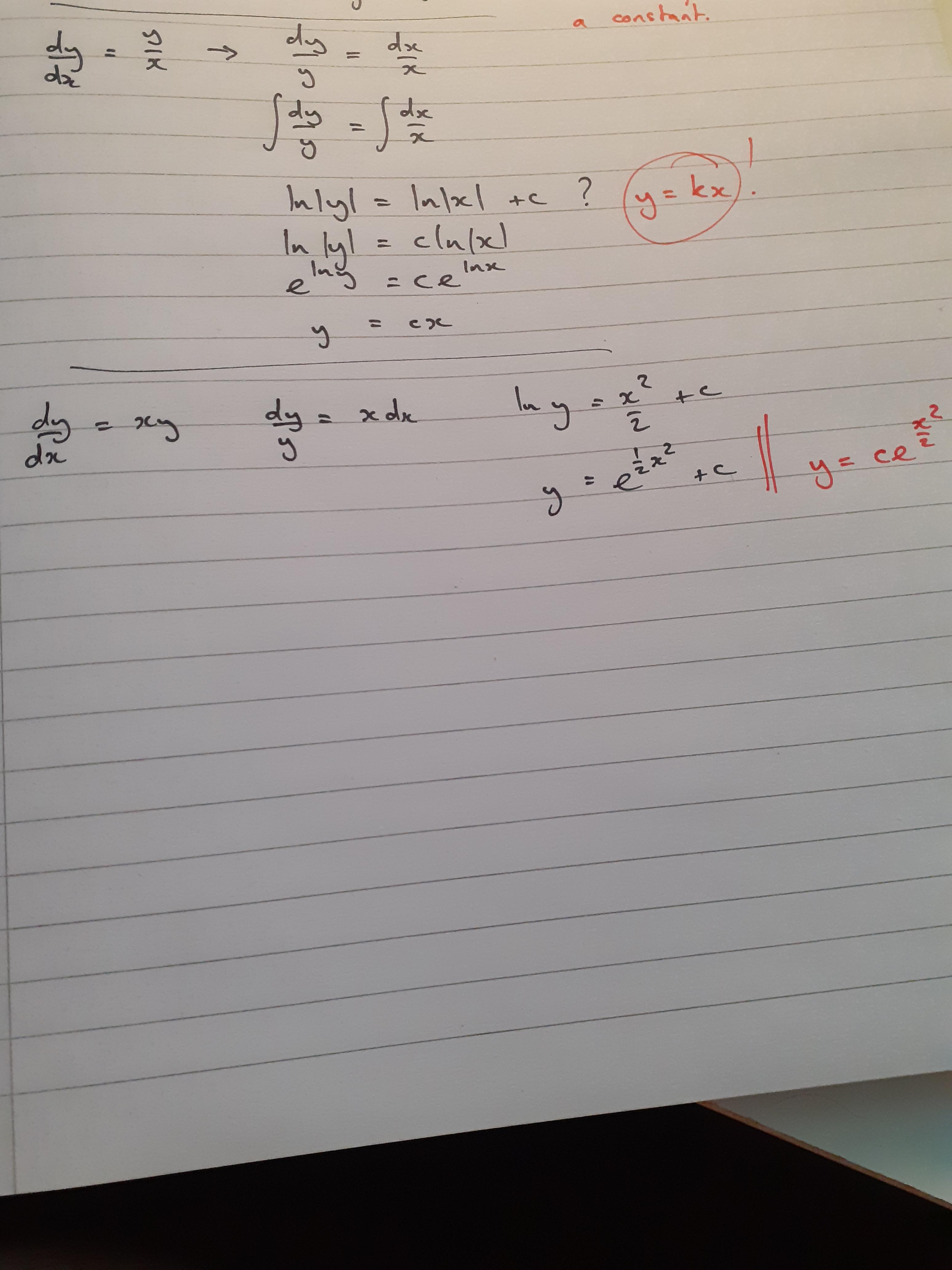 Natural log within seperable differential equations I understand the