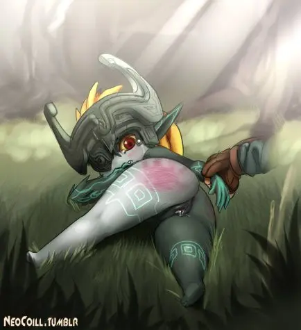 Imp Midna from The Legend of Zelda in hentai fan art featuring ahegao and thick thighs