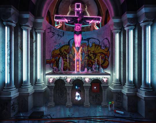 NEON JESUS. In this world organized religion is nothing but a underground cult. Please tell me what you think. What you change or improve? Thank you
