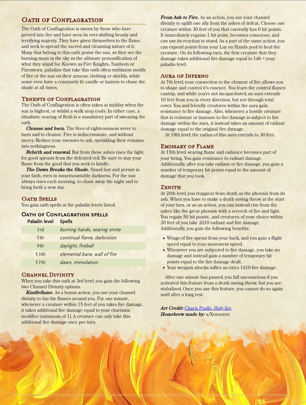 Oath of Conflagration | Cleanse and Burn, Rebirth and Renewal | Scrolller