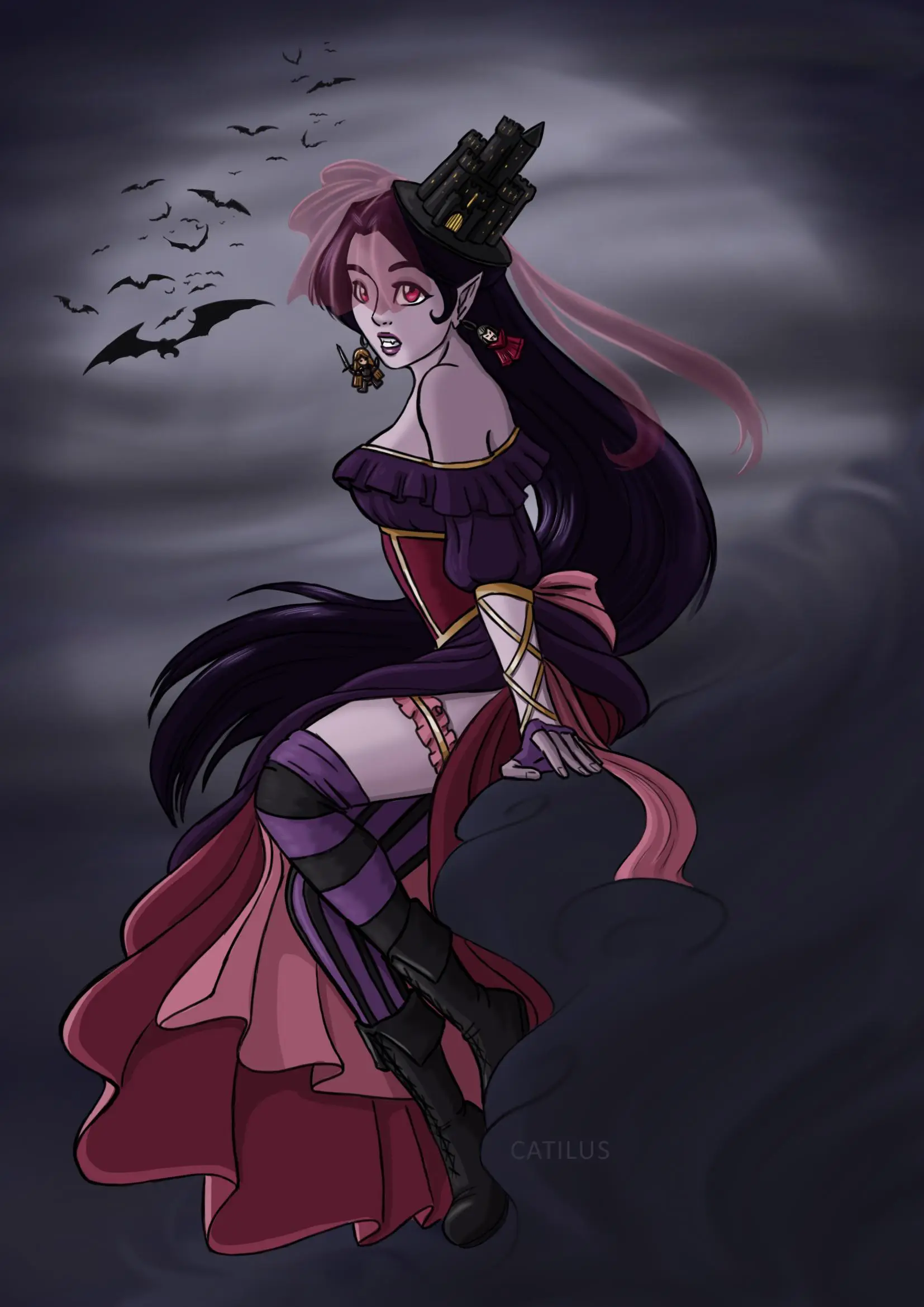 [OC] [ART] Ravenloft-Chan, Demiplane of Dread and Realm of Terror (also, really fun at parties!) – by Catilus