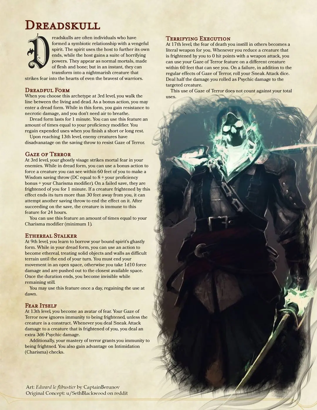[OC] Dreadskull Stalker Roguish Archetype Rework (Original by ...