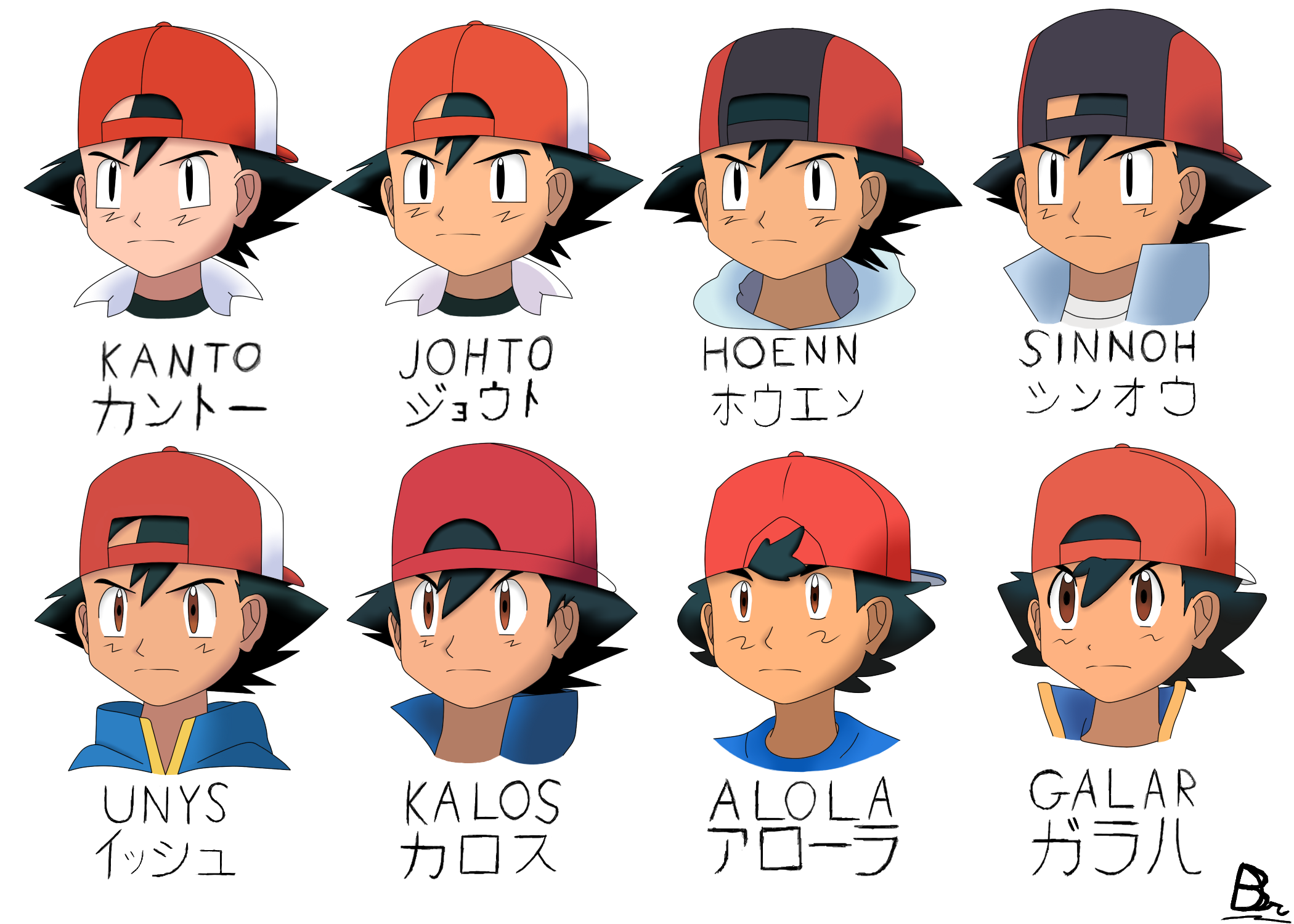 [OC] Evolution of Ash's face over the years, but Cap Backward | Scrolller
