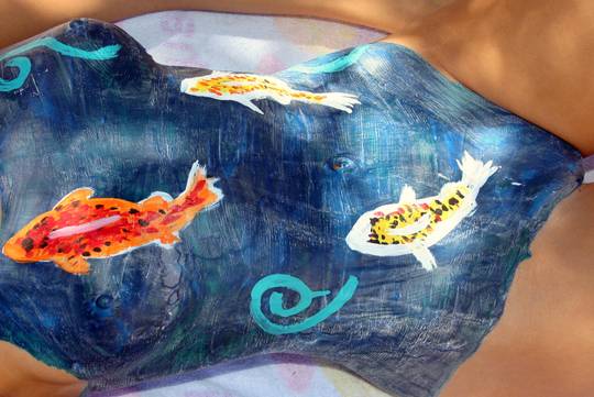 [OC] Koi Fish Latex Body Paint