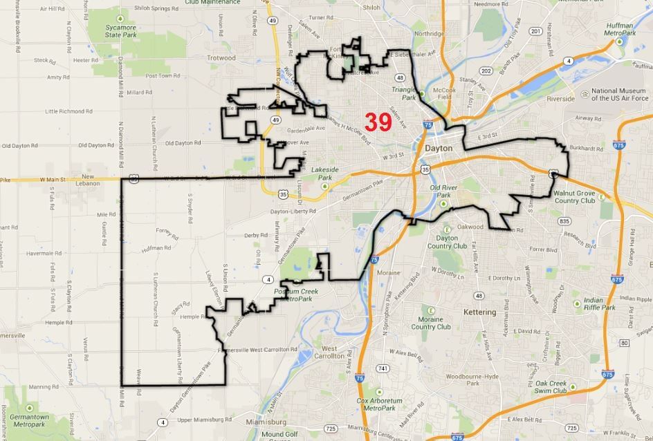 Ohio's gerrymandered 39th House district. Check out the cracking in NW ...