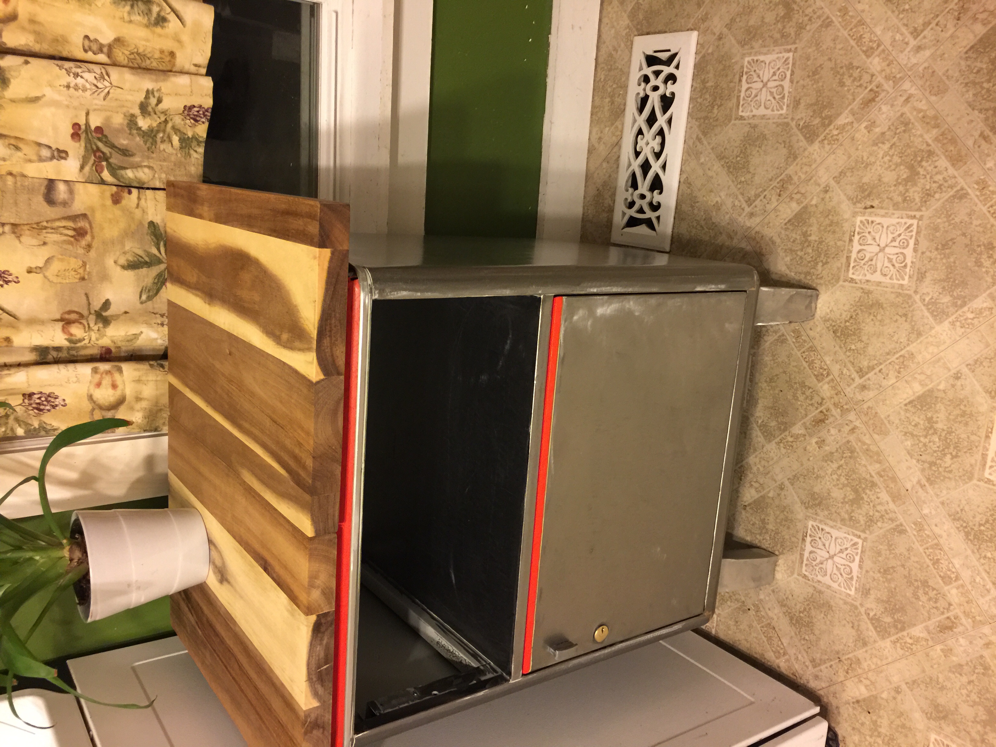Our new kitchen island. A repurposed metal from the 70's