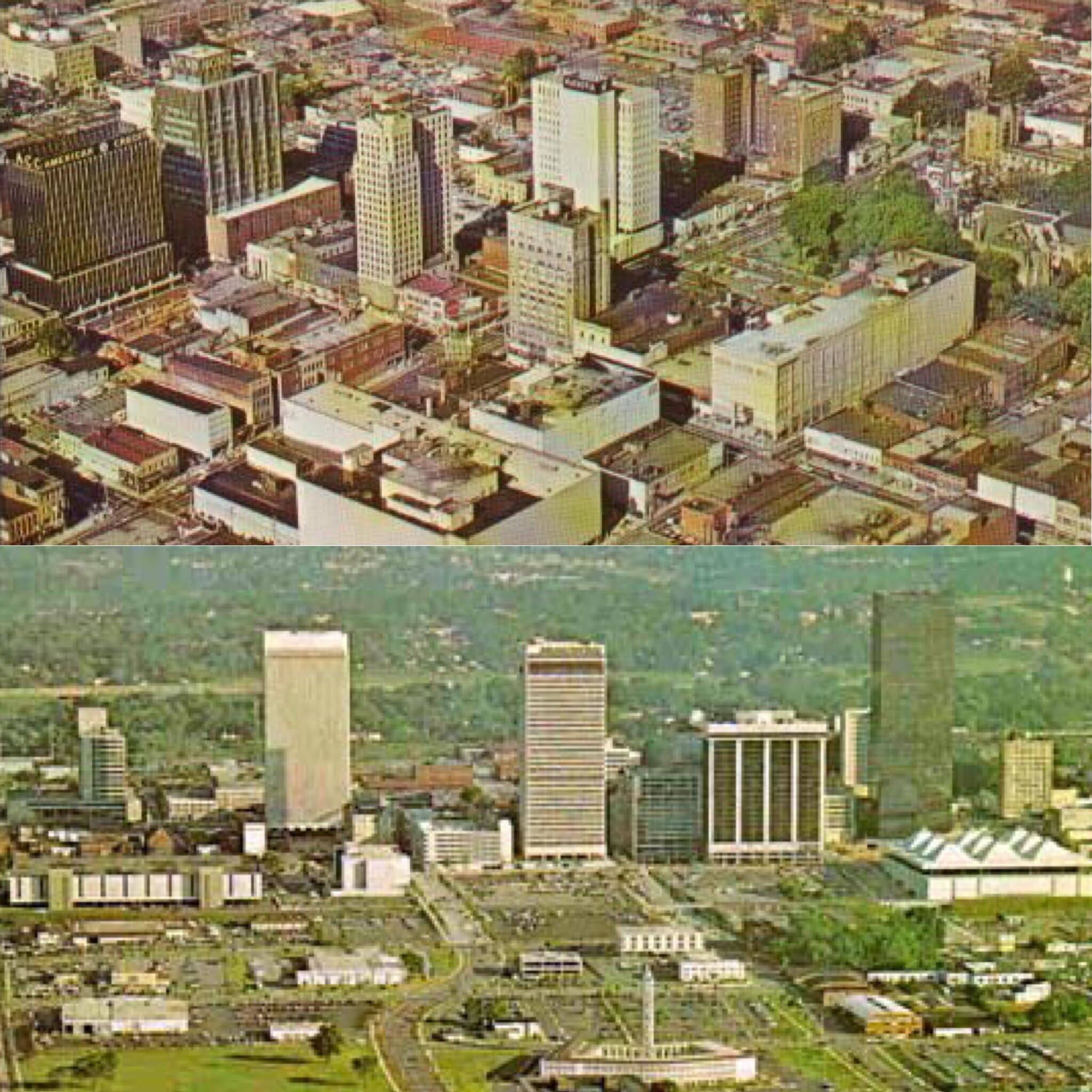 Photos of Charlotte’s core in 1966 (top) and 1975 (bottom) | Scrolller